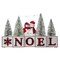 Haute Decor Christmas Wood Blocks Noel with Snowmen Couple, LED Lighted Trees, Battery Operated Automatic Timer - Prelit Christmas Holiday Decoration for Table, Shelving, Counter, Mantel